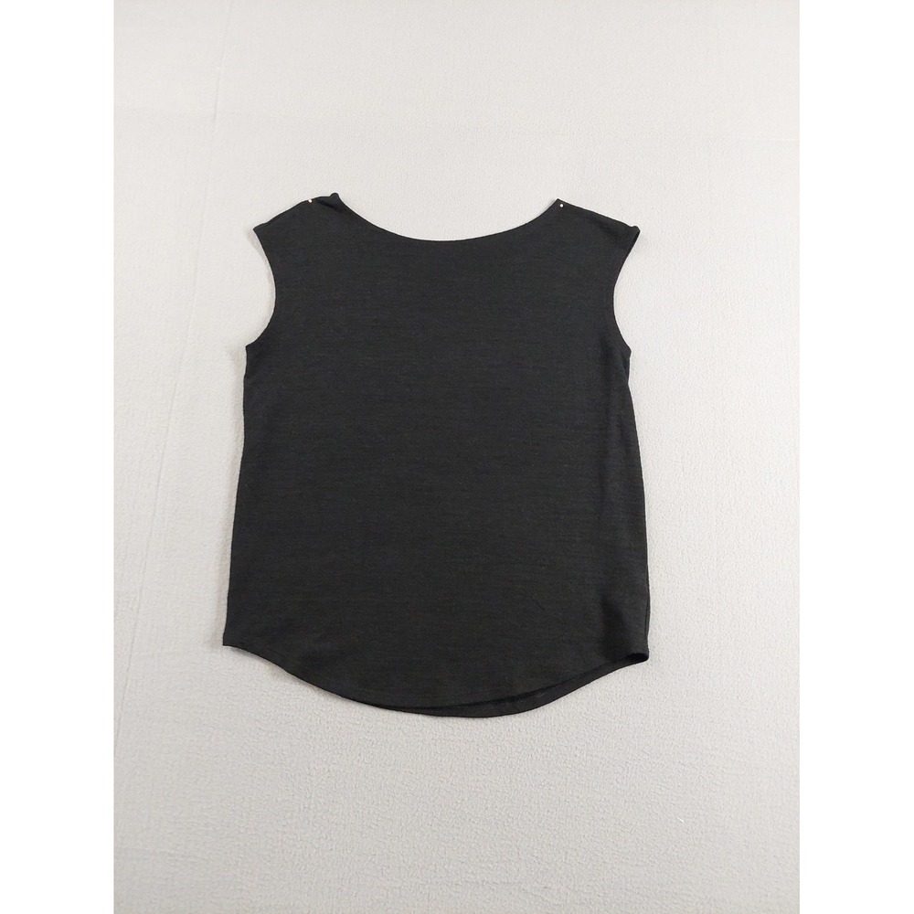Gap Women Tank Top M Black Sleeveless‎ Round Neck Curved Stretch Classic Summer